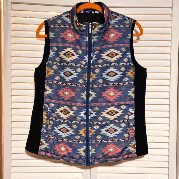Great Northwest Indigo Jackets & Blazers - Great Northwest Indigo Aztec Tribal Design Vest Size XL